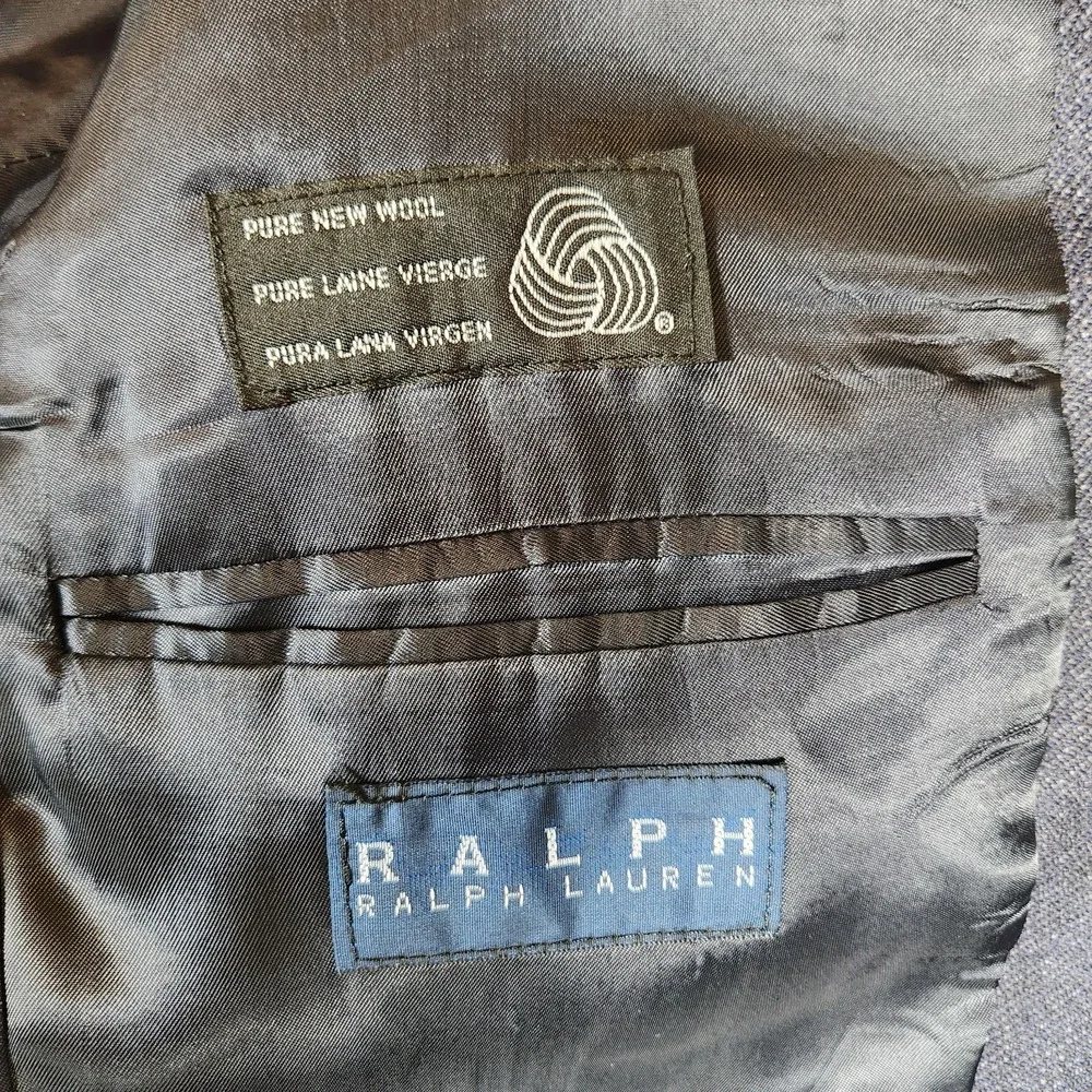 RRL Double RL Ralph Lauren Blazer‎ Men's Gray/Blue 41 Wool 2 Button Jacket HOLES